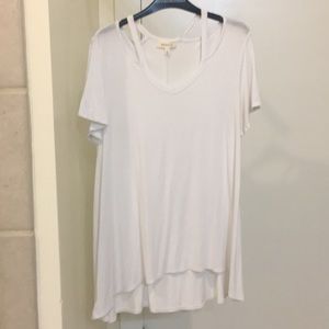 White Short Sleeve Cold Shoulder